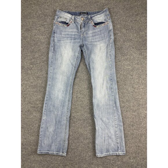 Shyanne Denim - Shyanne Jeans Womens 28 Light Wash Bootcut Embellished Flap Pockets Western